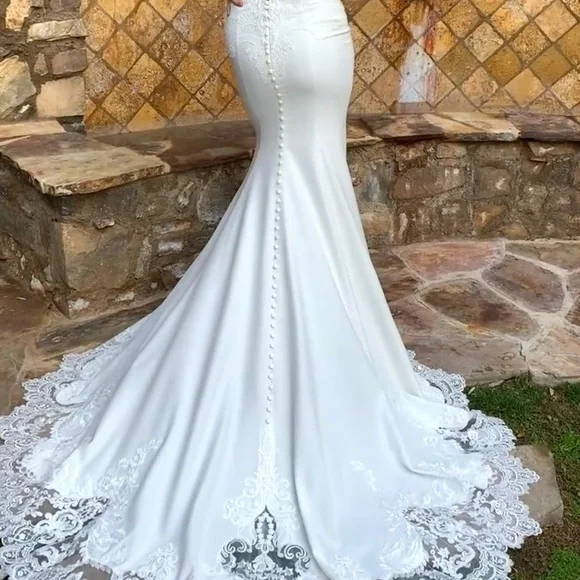 chinese dress ladies used Madison James Stunning Lace Gown MJ704 Wedding Dress